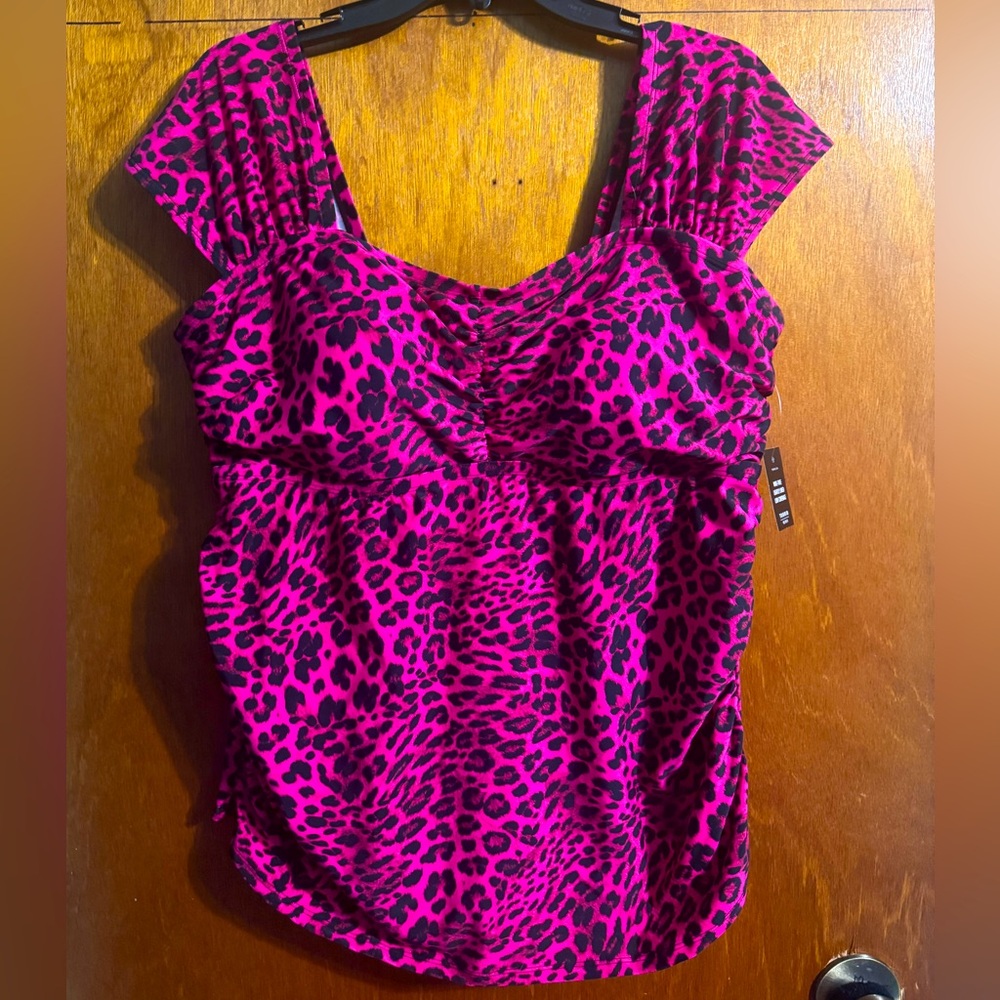 NWT torrid tankini swim top pink leopard 2